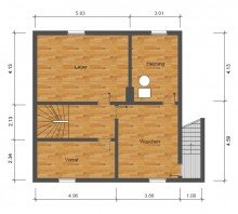 Grundriss KG + Holzb�ttgen + Doppelhaush�lfe + 116 m� Wohnfl�che + 459 m� Grundst�ck + 3 Schlafzimmer + 1989 +
