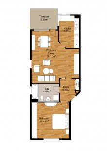 Grundriss + Kaarst - Zentrum + 2-Zimmerwohnung  + Garten + ca. 66 m� + renoviert  + ab 01.01. bezugsfrei +