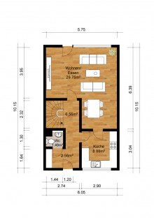 Grundriss EG + Kaarst + Reihenhaus + ca. 98 m� + 3 Schlafzimmer + Garten + 2019 modernisiert + Garage (optional) +