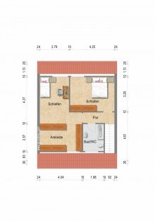 Grundriss Obergeschoss + Kaarst + ruhige Lage + Reihenmittelhaus + Bj. 1969 + ca. 95 m� Wohnfl�che + ca. 181 m� Grundst�ck