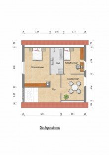 Grundriss Dachgeschoss + B�ttgen + Einfamilienhaus + Baujahr 1975 + ca. 423 m� Grundst�ck + ca. 131 m� Wohnfl�che + Garage +