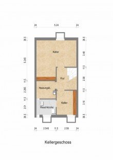 Grundriss Kellergeschoss + B�ttgen + ruhige Lage + Reihenhaus + Bj. 1984 + 3 Schlafzimmer + Garage +