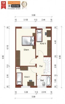 Grundriss OG +++ KAARST-B�TTGEN +++ REIHENENDHAUS AUF 685 M� GRUNDST�CK