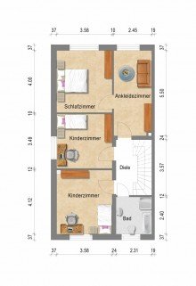 Obergeschoss Kaarst + Reiheneckhaus + Bj.1981 + ca. 403 m� Grundst�ck + ca. 172 m� Wohnfl�che + 2 Garagen