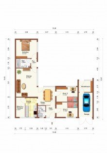 Grundriss EG + Kaarst + Bungalow + ca. 100 m� Wohnfl�che + 724 m� Grundst�ck + Garage + 1965 +