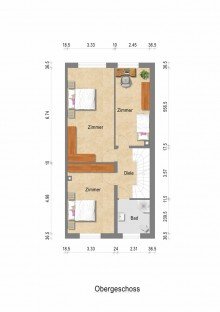 Obergeschoss + Kaarst + gro�z�giges Reihenendhaus + Bj. 1981 + ca. 155 m� Wohnfl�che + 6 Zimmer + 2 Garagen +
